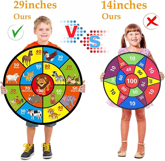 Dart Board for Kids Ages 4-8 - 29" Double-Sided Dart Board with Sticky Balls and Darts,Boys Toys for Ages 8-13,Valentines Day Gifts for 7 8 9 10 11 12 13 14 Year Old, Indoor/Outdoor Party Game Toys