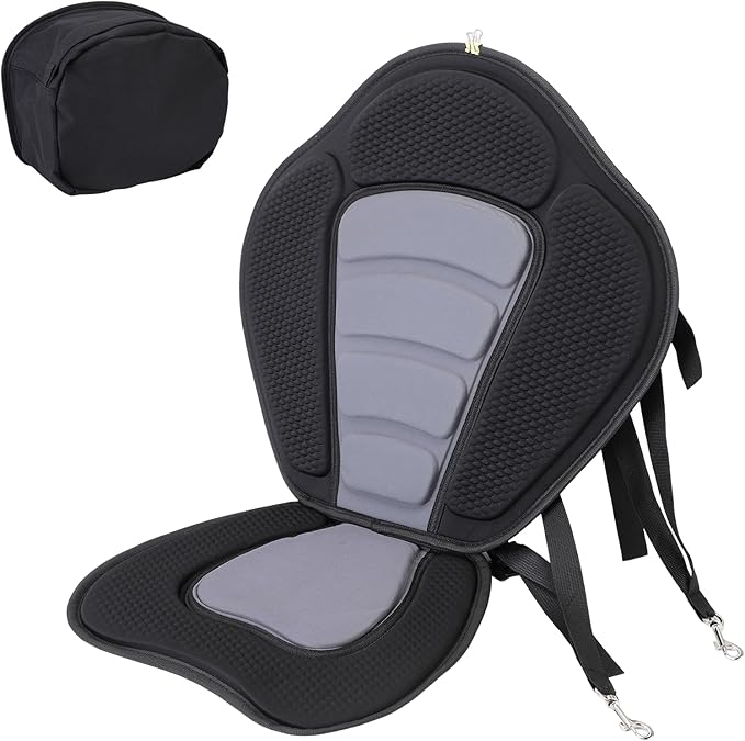 Deluxe Kayak Seat Cushion with Adjustable Backrest, Universal Thicken Cushion for Inflatable Paddleboard, Canoe, Ocean Kayak