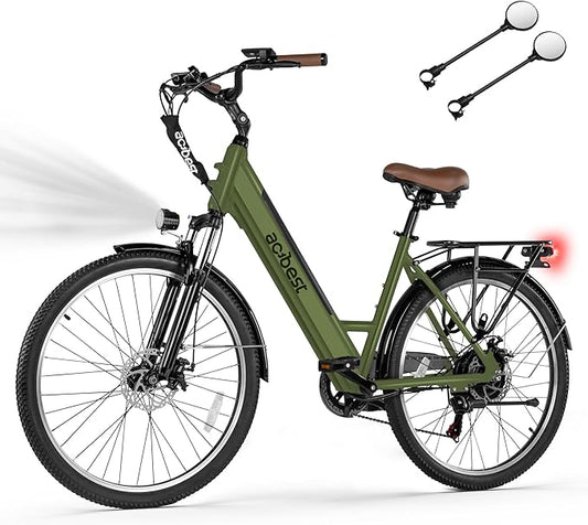 Cores Electric Bike for Adults, 26" Electric Commuter Bike with 1200W Peak Motor, 28MPH 70 Miles Max, 48V 576Wh Removable Battery, 7-Speed City Cruiser Mountain E Bike for Commuting
