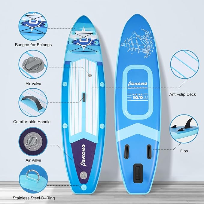 Panana Inflatable Stand Up Paddle Board, 10'x31 x6 SUP with Premium Paddle Board Accessories Kit, Anti-Slip EVA Deck for Adults Youth of All Skill Levels
