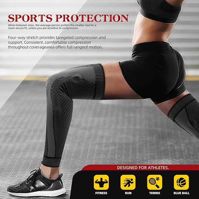 Full Leg Sleeves Long Compression Leg Sleeve Knee Sleeves Protect Leg, for Man Women Basketball, Arthritis Cycling Sport