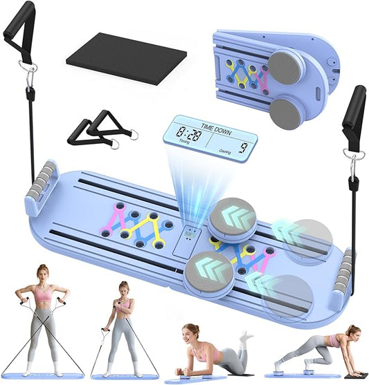 Pilates Board Pilates Reformer Set for Women, 4 in 1 Foldable Pilates Equipment with Timer, Portable Pilates Machine for Home Workout, Fitness, Exercise, Ab, Core