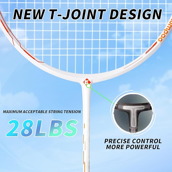 Badminton Racket Carbon Fiber, Badminton Racquet Set with Cover, Badminton Professional Racket Durable for Beginners Outdoor Games Gym