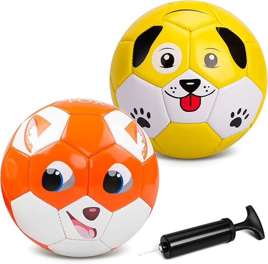 Toddler Soccer Ball Size 2 - Soft Kids Soccer Ball 2 Pack for Ages 1-3 3-5 - Cartoon Sports Toys for Boys Girls - 5.8” Small Ball for Indoor/Outdoor Games for Yard Games