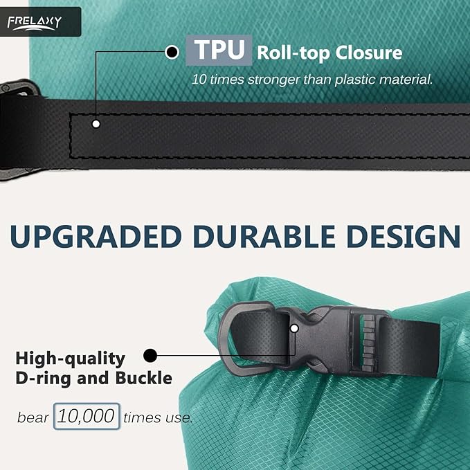 Frelaxy Waterproof Dry Bag 2 Pack/3 Pack, Lightweight Portable Dry Bags, 5L & 15L & 25L Durable Dry Sack Set Keep Gear Dry for Hiking, Camping, Boating, Backpacking, Kayaking (2 Pack - Turquoise)