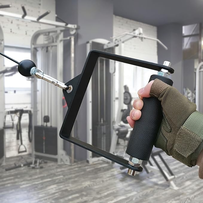 Gym Fitness LAT Pulldown Attachments, Fat Arm Wrestling Exercise D Handle Cable Attachment, Arm Lifting Deadlift Handle Grip for Finger Wrist Strength