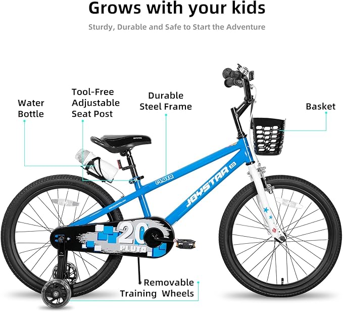 JOYSTAR Pluto 12 14 16 18 20 Inch Kids Bike with Light Up Training Wheels, Kids' Bicycle for Boys Girls Age 3-12 Years, Children Bikes, Multiple Colors