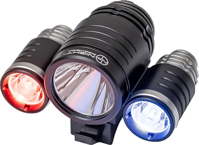 PS1200 Police Patrol Bike Head Light - Red/Blue Strobe LED - Rechargeable 18 hrs Max - Water Resistant - 5 Modes -For Professional Use Only (Front Headlight)