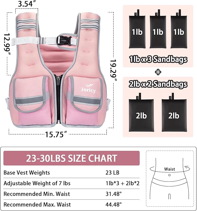 Weighted Vest Woman Men 5-12lb/9-16lb/17-24lb/23-30lb Body Weight Vest with 5 Adjustable Weights Weighted Vests with Zipper Women Rucking Vests for Walking Running Strength Training Workout