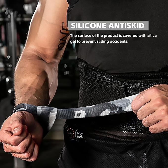 SKDK Cotton Hard Pull Wrist Lifting Straps Grips Band-Deadlift Straps with Neoprene Cushioned Wrist Padded and Anti-Skid Silicone - for Weightlifting, Bodybuilding, Xfit, Strength Training