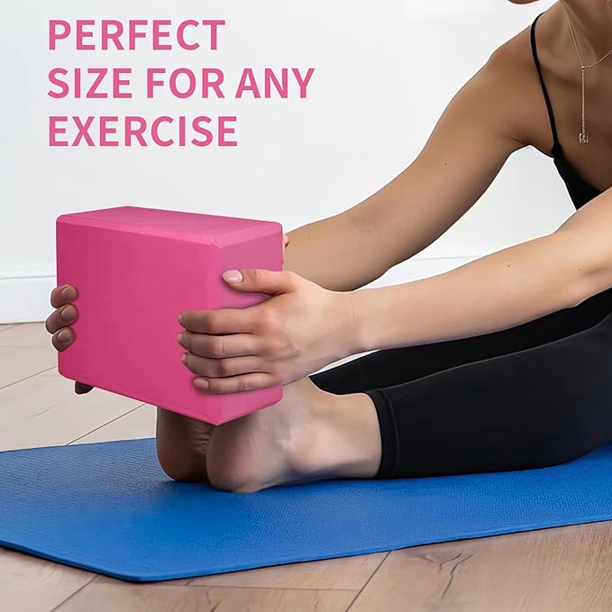 Yoga Block 2 Pack 9"x6"x3", Sturdy Yoga Foam Blocks, High Density & Non Slip Surface for Pilates & Stretching, Fitness Accessories for Stability & Balance