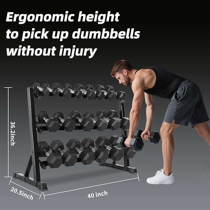 350/450/550 lbs Hex Weight Dumbbell Sets with Rack 5-50 lbs Hand Weights for Strength Training for Home Gyms Men Women Rubber Iron Rubber Coated Exercise & Fitness Muscle