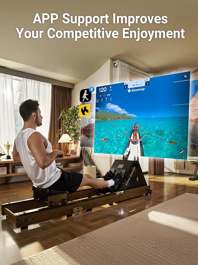 Water Rowing Machines for Home, WR20 Foldable Row Machine, 331LB Weight Capacity, Water Rower Machine with LCD Monitor, App Supported and Comfortable Seat for Folding Water Rowers