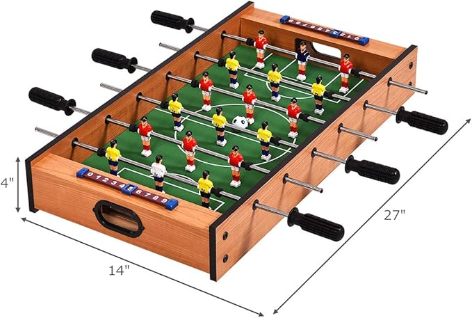 Giantex Multi Game Table - 2 in 1 Combo Mini Table Top w/ Soccer, Slide Hockey, Wood Foosball w/ Footballs - Perfect for Game Rooms, Arcades, Bars, Parties, Family Night