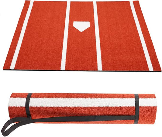 Baseball Hitting Mat, Home Plate Mat with Anti-Slide Rubber Back, 6’ x 4’ | 10’ x 3.8‘ | 12‘ x 6’ Portable Batters Box Turf Mat Baseball for Hitting Practice - Indoor and Outdoor Use