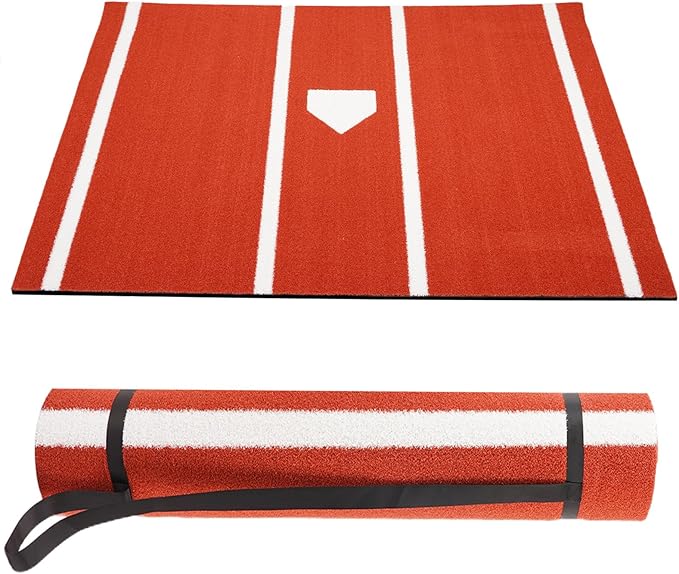 Baseball Hitting Mat, Home Plate Mat with Anti-Slide Rubber Back, 6’ x 4’ | 10’ x 3.8‘ | 12‘ x 6’ Portable Batters Box Turf Mat Baseball for Hitting Practice - Indoor and Outdoor Use