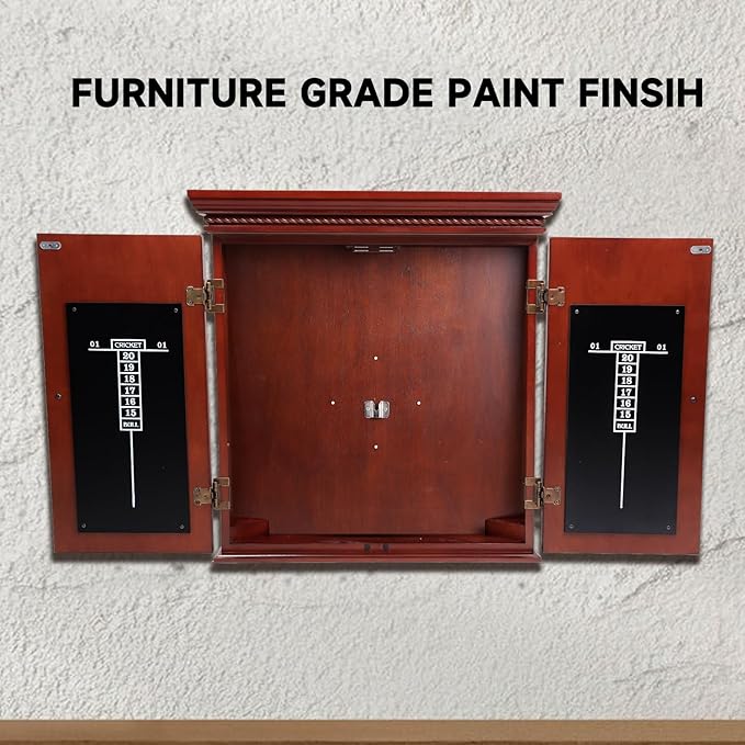 GSE Games & Sports Expert Professional Solid Wood Classic Official Size Dartboard Cabinet with Dart Scoreboard for Game Room. Dartboard & Darts Not Included