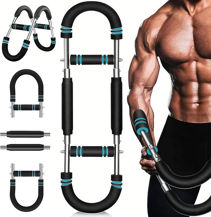 Twister Arm Trainer, 40-100lb Adjustable Chest Workout Equipment, Portable Chest Trainer for Men, Detachable Resistance Power Twister Bar for Home/Travel