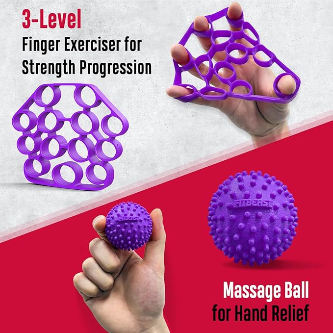FitBeast Grip Strength Trainer, Hand Gripper Strengthener Kit - 6 Pack with Adjustable Resistance Forearm Strengthener, Forearm Exerciser and Massage Balls for Hand Therapy, Grip Training