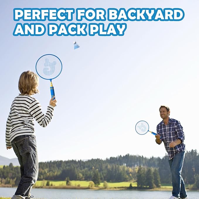 JOY SPOT! Kids Badminton Rackets Set with Soft Grip, Oversize & Lightweight Shuttlecocks Racquet with Carry Bag for Children Youth, 2 Player Sport Game for Indoor Outdoor Backyard