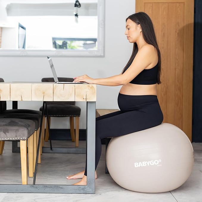 BABYGO Birthing Ball - Pregnancy Yoga Labor & Exercise Ball & Book Set Trimester Targeting, Maternity Physio, Birth & Recovery Plan Included Anti Burst Eco Friendly