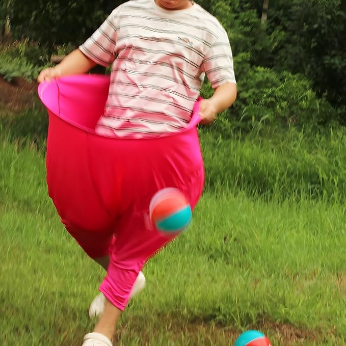 Granny Pants Yard Game Set - Peculiar Outdoor Game Granny Pants with 3 Bouncy Balls, 2 Marker Cones & Air Pump, Perfect for Family Reunion Games, Backyard Gatherings & Team Games