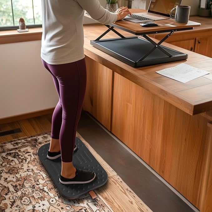 Balance Board For Standing desk|2-in-1 Dual-Sided Balance trainer & Anti-Fatigue Standing Mat| 360-Degree Wobble Board For Home Gym,Office