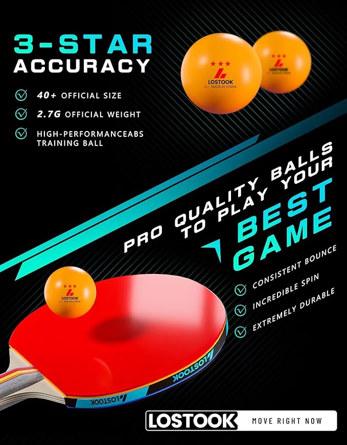 Professional Ping Pong Paddles Set of 2/4 with Portable Oxford Cloth Ping Pong Case and 3 Star Balls, Table Tennis Paddles for Adults and Family Outdoor Games