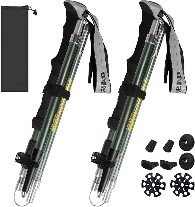 Trekking Poles Collapsible Hiking Poles for Men Women Upgraded Thickened Aircraft-Grade Aluminum Alloy Trekking Sticks with Tip Kits Carrying Bag