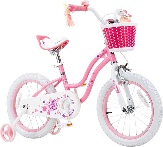 RoyalBaby Girls Bike EZ Bike Stargirl Training Free Balance to Pedal Easy Learning Bicycle, 12-20 Inch for Toddlers & Big Kids.