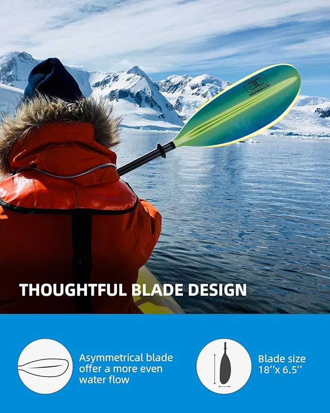 OCEANBROAD Carbon Fiber Kayak Paddle 90.5in/230cm, 86in/218cm for Adults Kayaking Boating Canoeing Oar with Paddle Leash