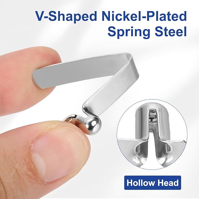 HARFINGTON Single Button Kayak Paddle Snap Spring Clip Spring Steel V-Shaped Hollow Lift Telescopic Locking Tube Pole Clips for Tent Umbrella Camping