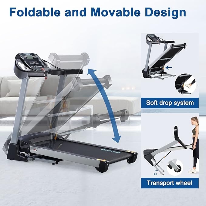 15% Auto Incline Treadmill with Bluetooth Speaker, 20" Wide 3.5HP Folding Electric Treadmill with LCD Display Easy Assembly Running Walking Exercise Machine for Home Use, 350 LBS Capacity