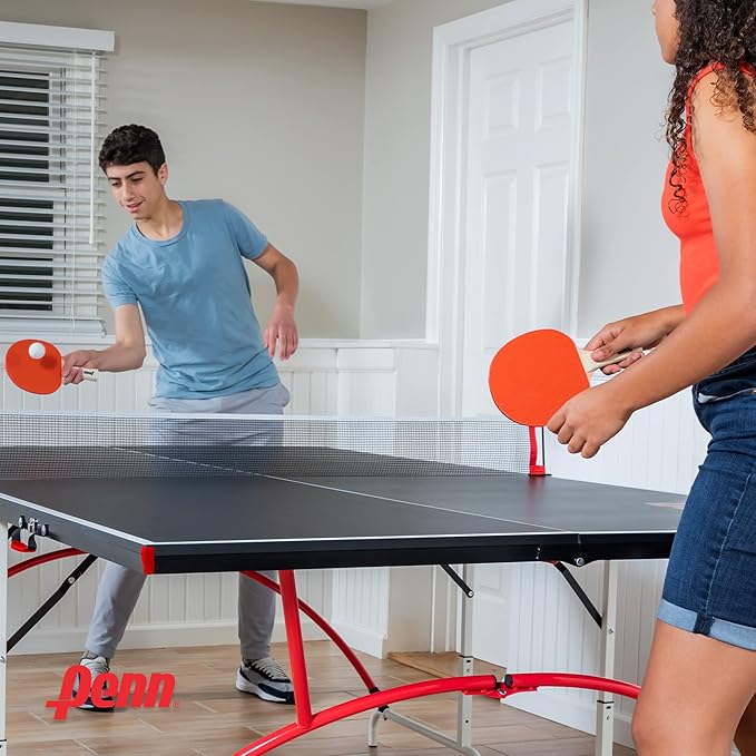 Penn Easy Setup Full Size Table Tennis Table – 100% Preassembled – Sets up in Under 5 Minutes – Play Anywhere – Compact Storage – Ping Pong Table with 2 Paddles and 2 Balls