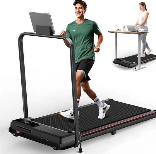 12% Incline Walking Pad Treadmill, 320lb Capacity Under Desk Treadmill with Full Manual/3-Preset Countdown/App Mode, Portable Treadmills for Small Spaces, Home, Office