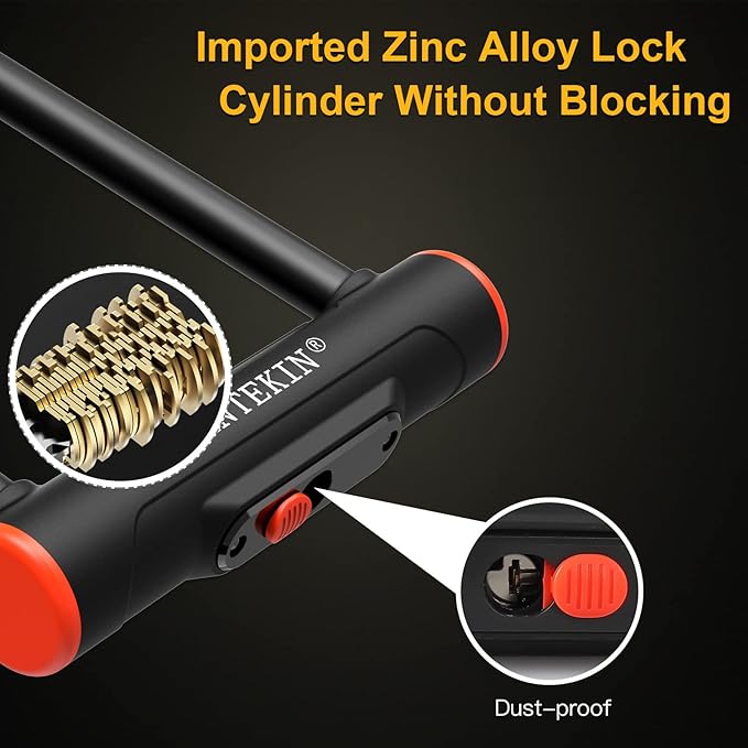 Heavy Duty U Lock - 16mm Bicycle Lock with 3 Keys for Road & Mountain Bikes