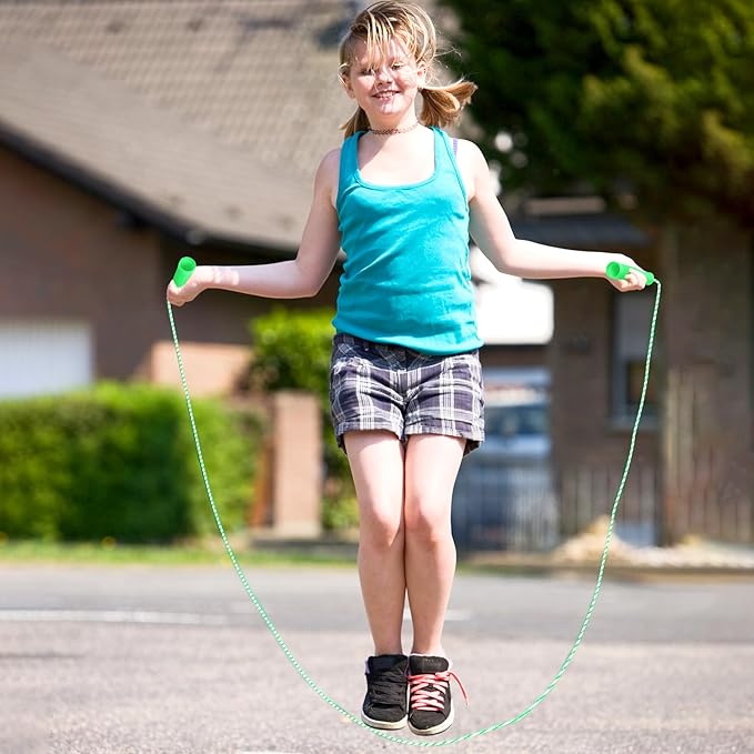 Aoriher 80 Pcs Jump Rope Bulk Kids 7.22 ft Adjustable Stripe Skipping Rope Outdoor Exercise Fitness Equipment for Back to School Class Playground Activities Set, 4 Colors