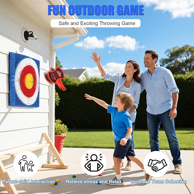 ZoLLa Axe Throwing Game for Backyard-with 4 Plastic Axes & 4 Throwing Stars,Outdoor Games for Kids and Family,Yard Games