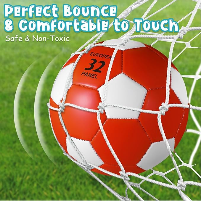 Jexine 6 Pcs Soccer Ball Bulk with Pump Official Size Indoor Outdoor Soft Soccer Operation Christmas Items Sport Gift for Child Teen Adult Practice Game