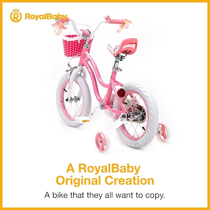 RoyalBaby Girls Bike EZ Bike Stargirl Training Free Balance to Pedal Easy Learning Bicycle, 12-20 Inch for Toddlers & Big Kids.