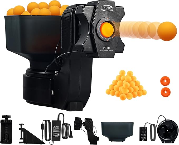 ZXMT Table Tennis Robots for Training, Table Tennis Machine, Advanced Pingpong Machine Automatic Tennis Balls Launcher with Customize Spin, Frequency, Ball Speed, Rotation Intensity, Landing, Height