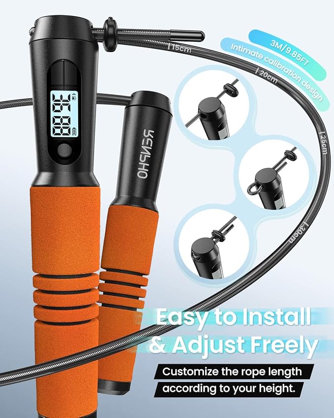 RENPHO Smart Jump Rope - APP Data Storage & Tracking & Analysis, Tangle-Free Jumping Rope for Men, Women, Skipping Rope with Counter, Adjustable workout Jump Ropes for Crossfit, Gym, MMA