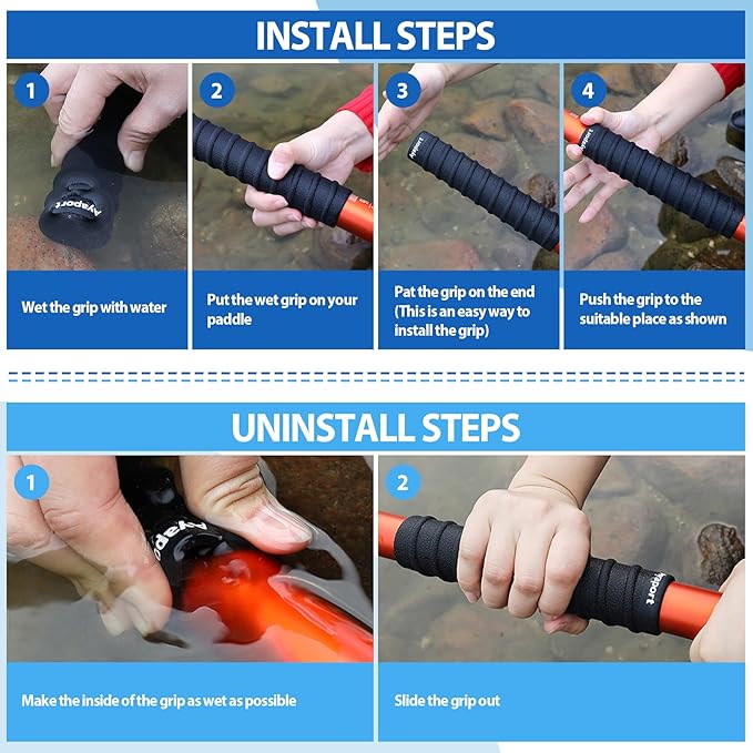 Ayaport Kayak Paddle Grips Non-Slip Silicone Wraps Blister Prevention Kayaking Accessories for Take-Apart Paddles