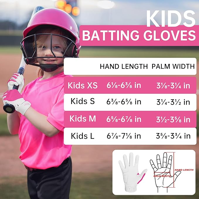 HANDLANDY Baseball Batting Gloves for Adult Youth, Grip Breathable Softball Batting Gloves Fit Men Kids Boys Girls