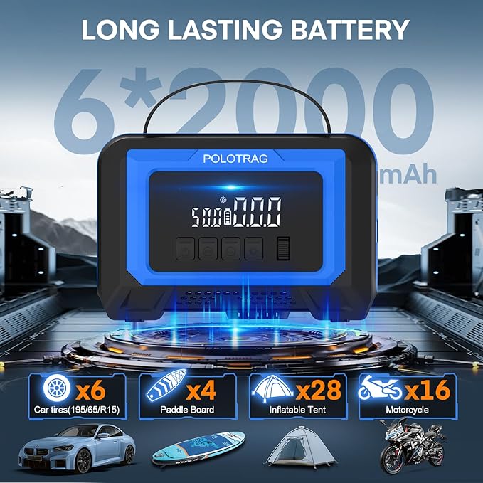 Paddle Board Pump, Tire Inflator Portable Air Compressor - Cordless Air Pump for Inflatables with Auto-Off, Deflate Function, Rechargeable Sup Pump Electric for Car Tires, Paddleboards, Mattress