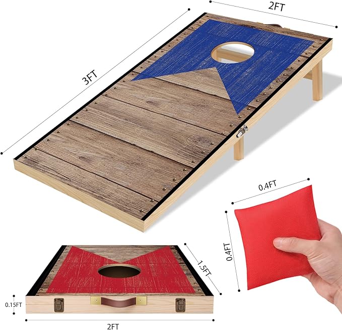 Portable Cornhole Board Set with Bean Bags 2 ft x 1 ft or 3 ft x2 ft or 10.16 * 5.04 Inch Foldable Corn Hole Games for Adults and Kids Indoor or Outdoor Corn Hole Toss Games Backyard Tarvel