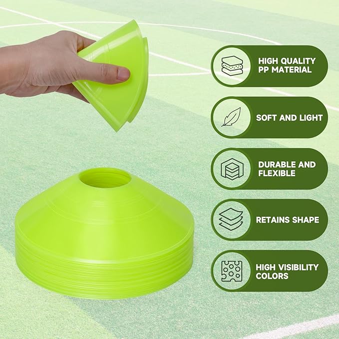 35/65 PCS Agility Soccer Cones for Training, Reusable Sports Cones for Drills with Mesh Bag, Training Cones for Soccer Practice, Football, Basketball - Disc Cones Training Equipment
