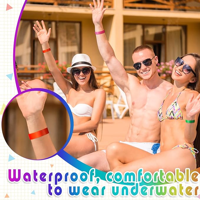 Tudomro 2400 Pack Neon Paper Wristbands Bulk - Waterproof, Lightweight, Adhesive - Concert, Events, Party for Hand Wrist Arm Identification(Fresh Colors)