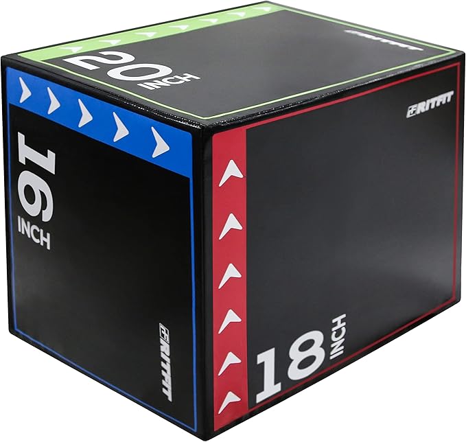 RitFit 3 in 1 Extra Firm Soft Plyo Box Foam Plyometric Box-30”x24”x20”-20"x18"x16" Heavy Duty High Density Foam Jumping Box 3 Sizes with PVC Cover,Platform for Home Gym Fitness, 440lb Weight Capacity