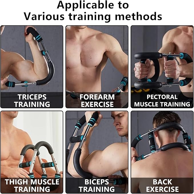 Twister Arm Trainer, Adjustable Chest Exerciser with 4 Spring, Detachable Power Twister Bar for Men Women, Portable Upper Body Strength Training Machine, Spring Resistance Fitness Equipment